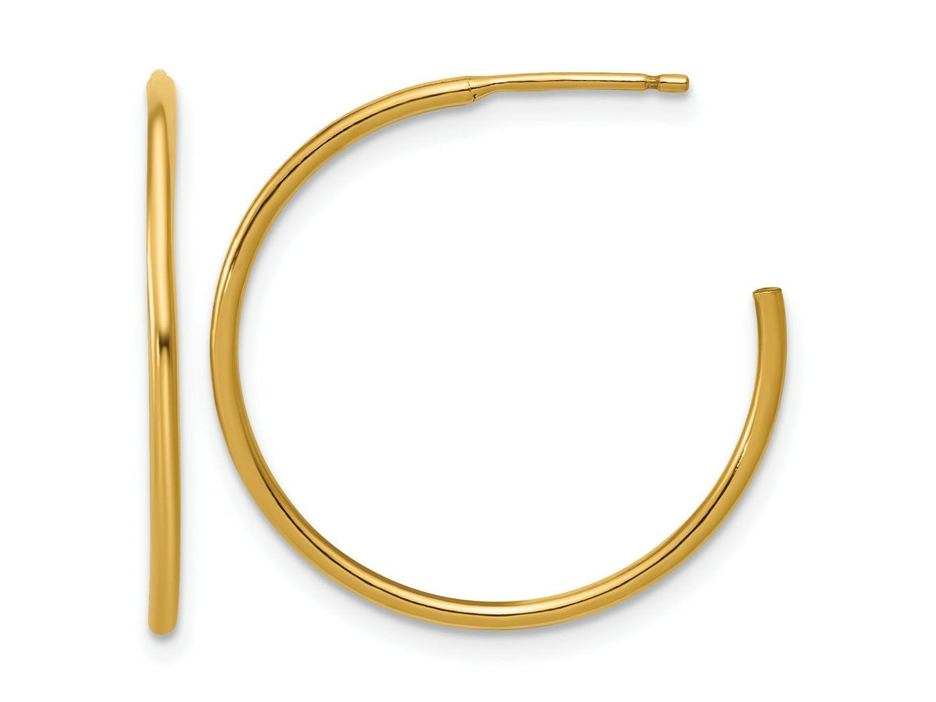 FJC Finejewelers 14 kt Yellow Gold 1/20 Filled Post Hoop Earrings 1.3 x 25 mm