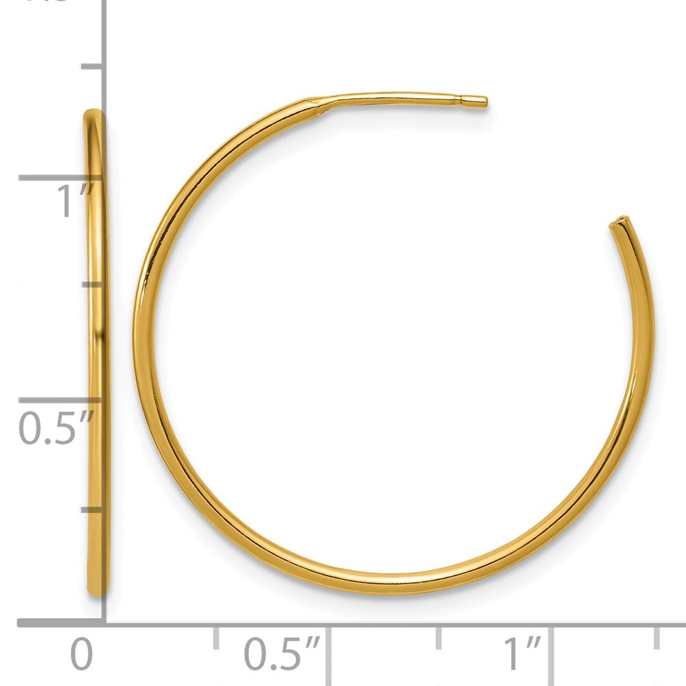 FJC Finejewelers 14 kt Yellow Gold 1/20 Filled Post Hoop Earrings 1.3 x 30 mm