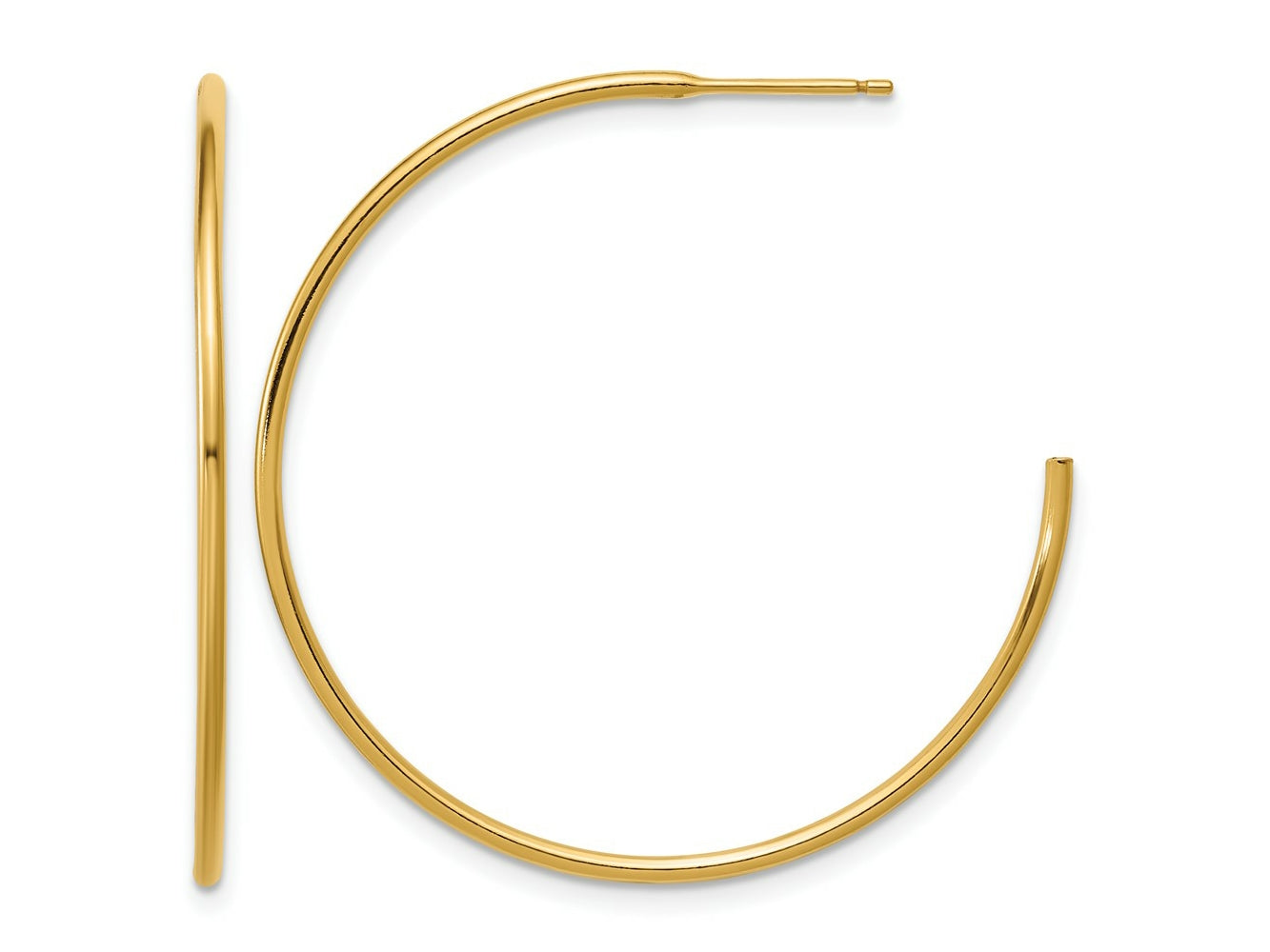 FJC Finejewelers 14 kt Yellow Gold 1/20 Filled Post Hoop Earrings 1.3 x 38 mm