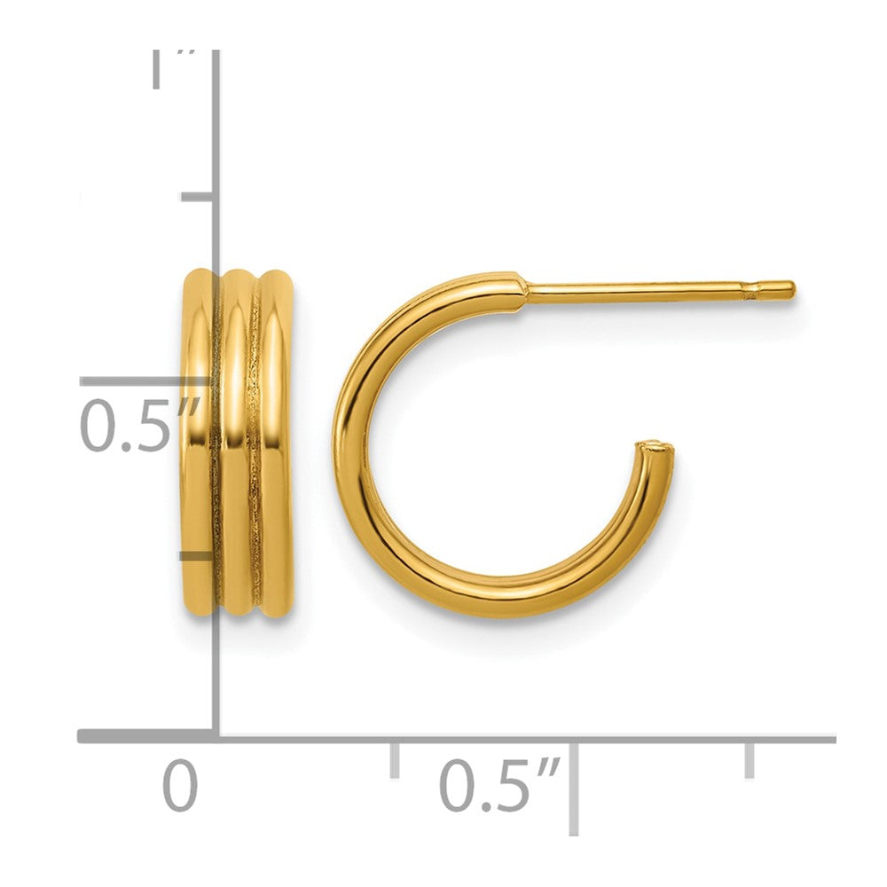FJC Finejewelers 14 kt Yellow Gold 1/20 Filled 3 Row Post Hoop Earrings 10 x 9.7 mm
