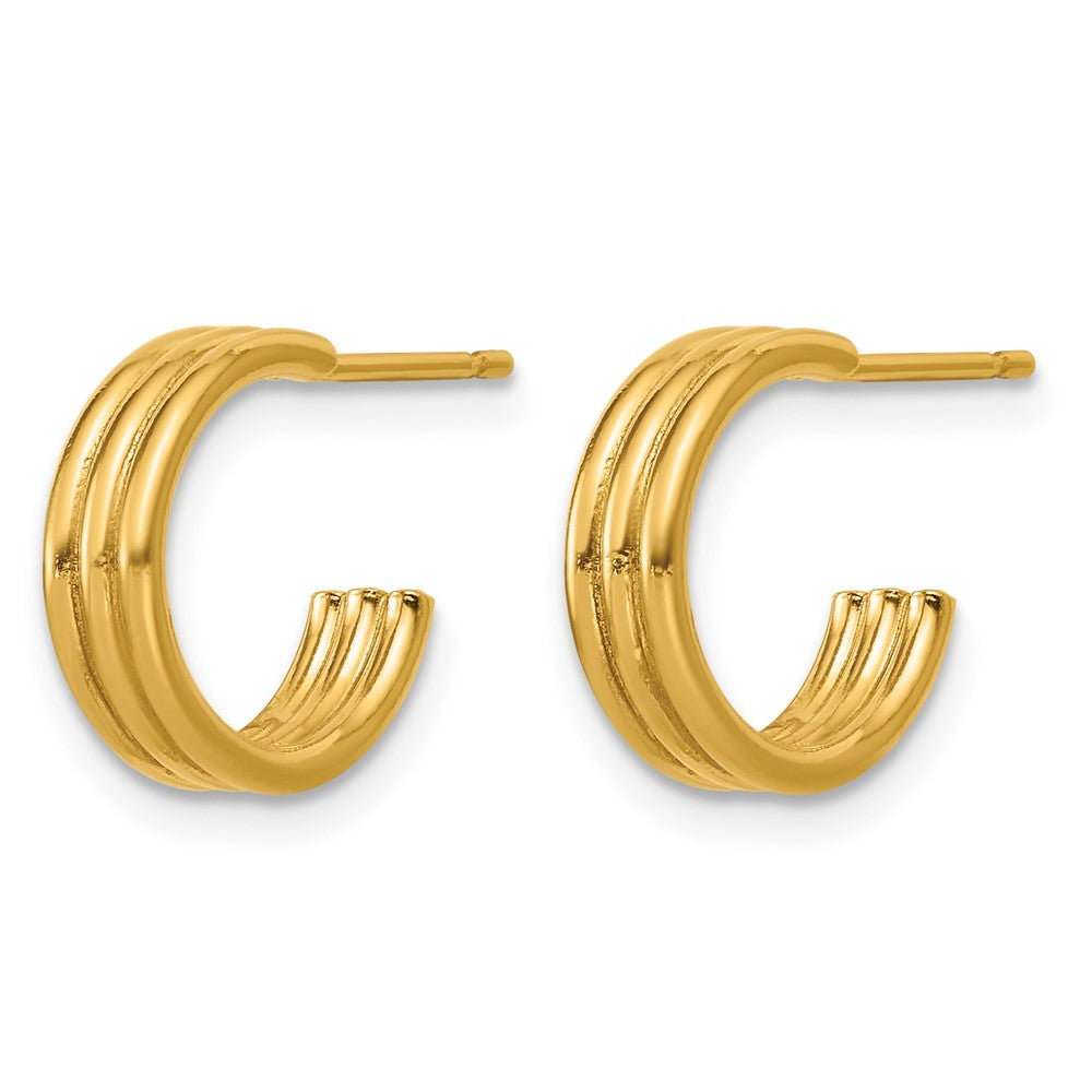 FJC Finejewelers 14 kt Yellow Gold 1/20 Filled 3 Row Post Hoop Earrings 10 x 9.7 mm