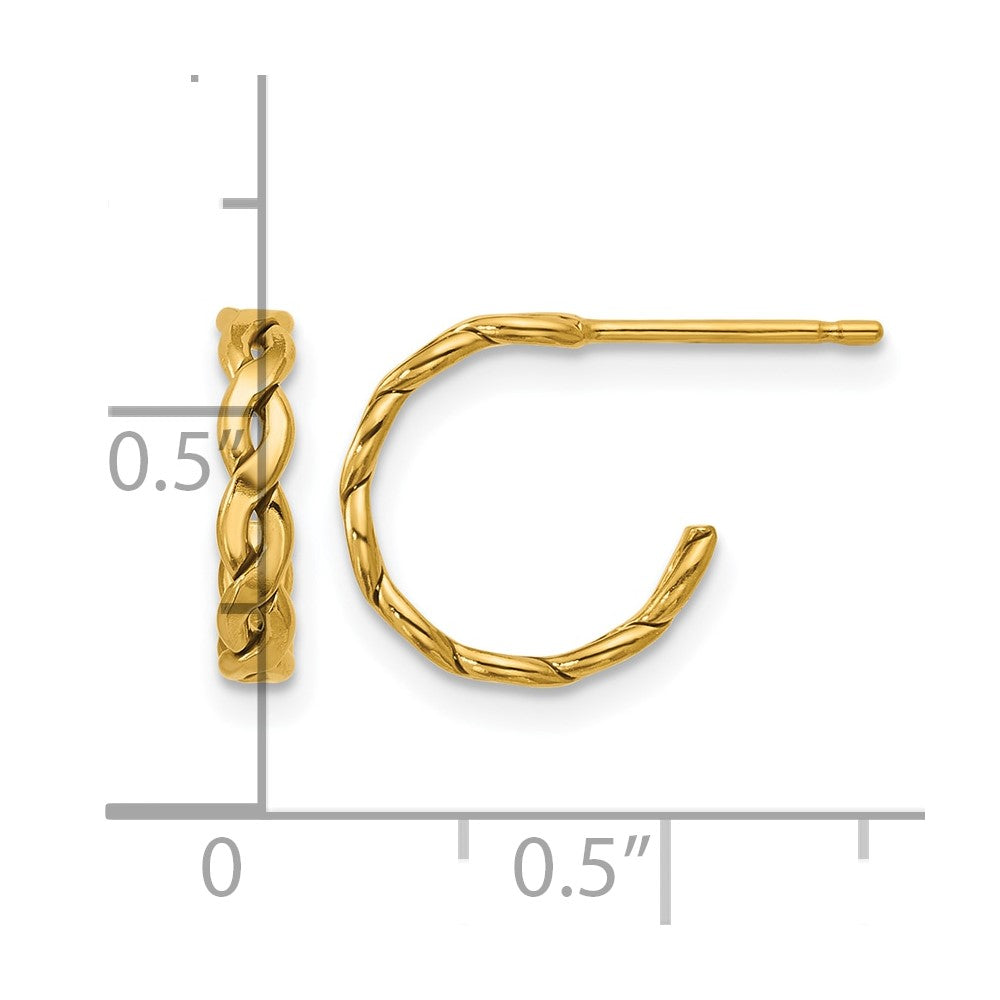 FJC Finejewelers 14 kt Yellow Gold Filled 1/20 Filled 2.50 x 12mm Braided Post Hoop Earrings 9 mm x 9 mm