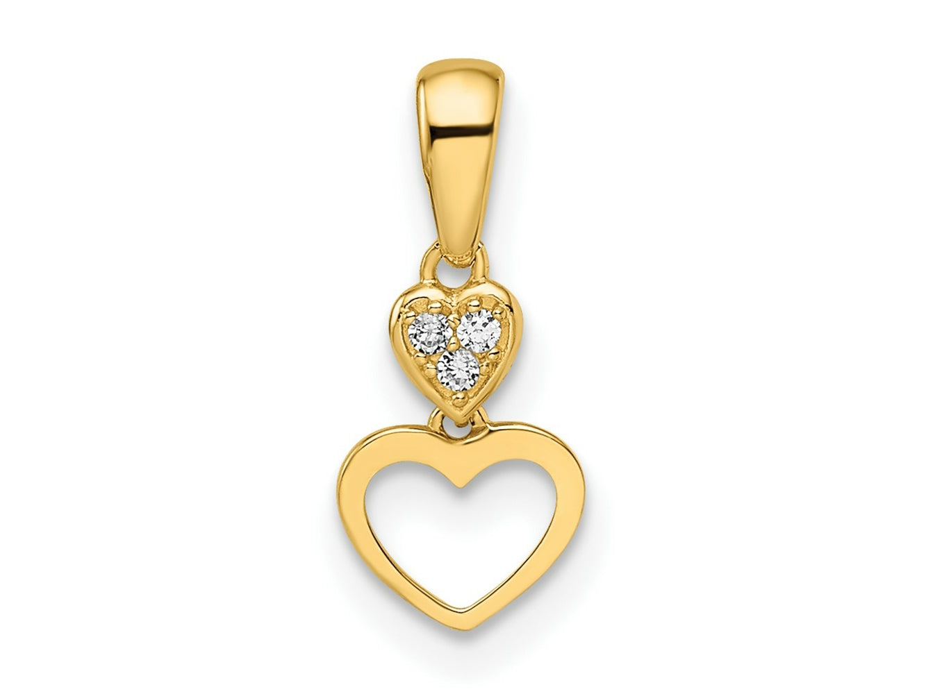 FJC Finejewelers 14 kt Yellow Gold Madi K CZ Hearts Dangle Charm 6 mm