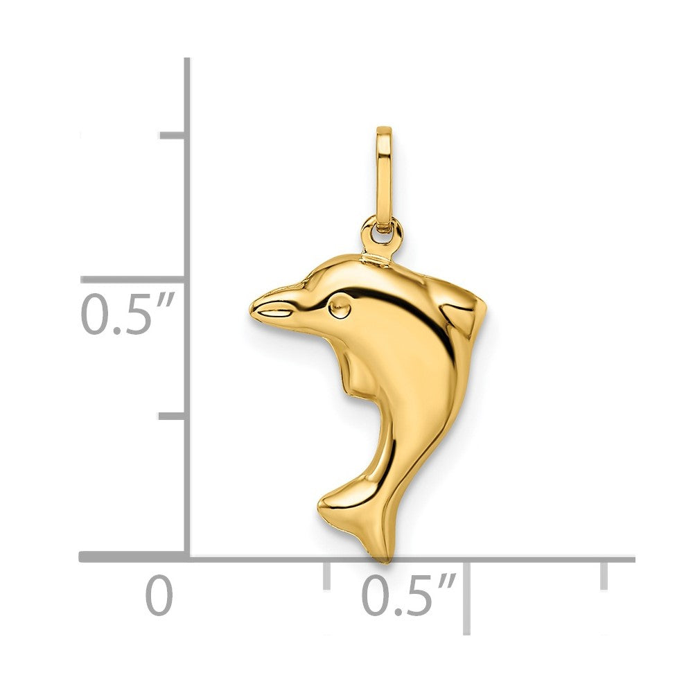 FJC Finejewelers 14 kt Yellow Gold Madi K Polished 3-D Dolphin Charm 10 mm