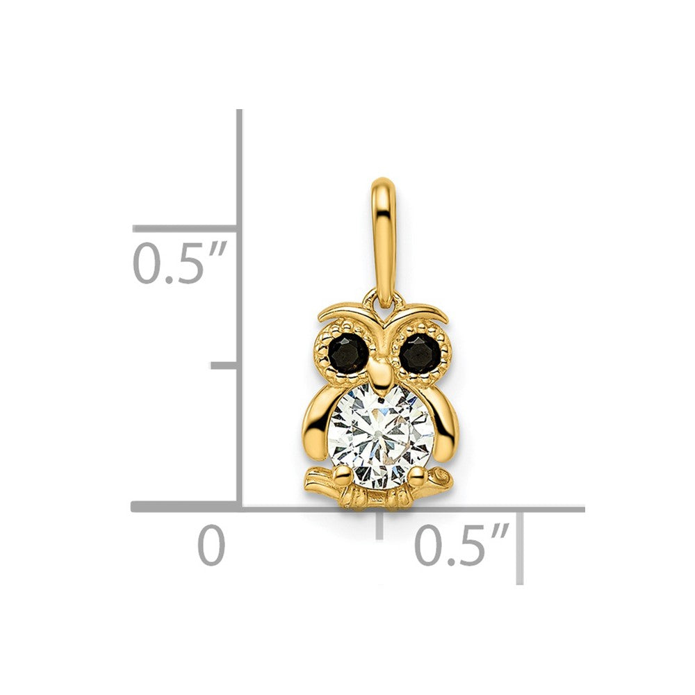 FJC Finejewelers 14 kt Yellow Gold Madi K Black and White CZ Owl Charm 6 mm