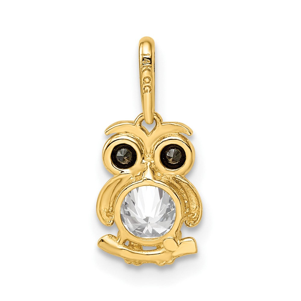 FJC Finejewelers 14 kt Yellow Gold Madi K Black and White CZ Owl Charm 6 mm