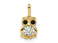FJC Finejewelers 14 kt Yellow Gold Madi K Black and White CZ Owl Charm 6 mm