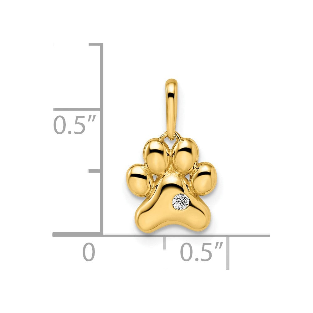 FJC Finejewelers 14 kt Yellow Gold Madi K CZ Paw Print Charm 8 mm