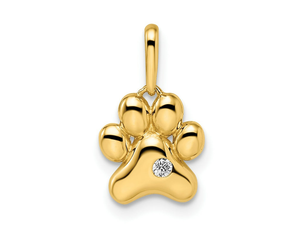FJC Finejewelers 14 kt Yellow Gold Madi K CZ Paw Print Charm 8 mm
