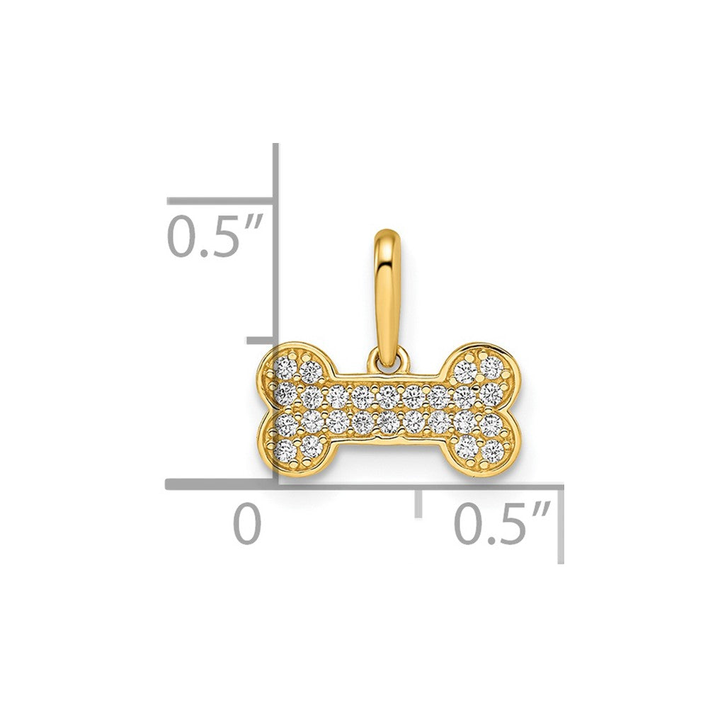 FJC Finejewelers 14 kt Yellow Gold Madi K CZ Dog Bone Charm 11 mm