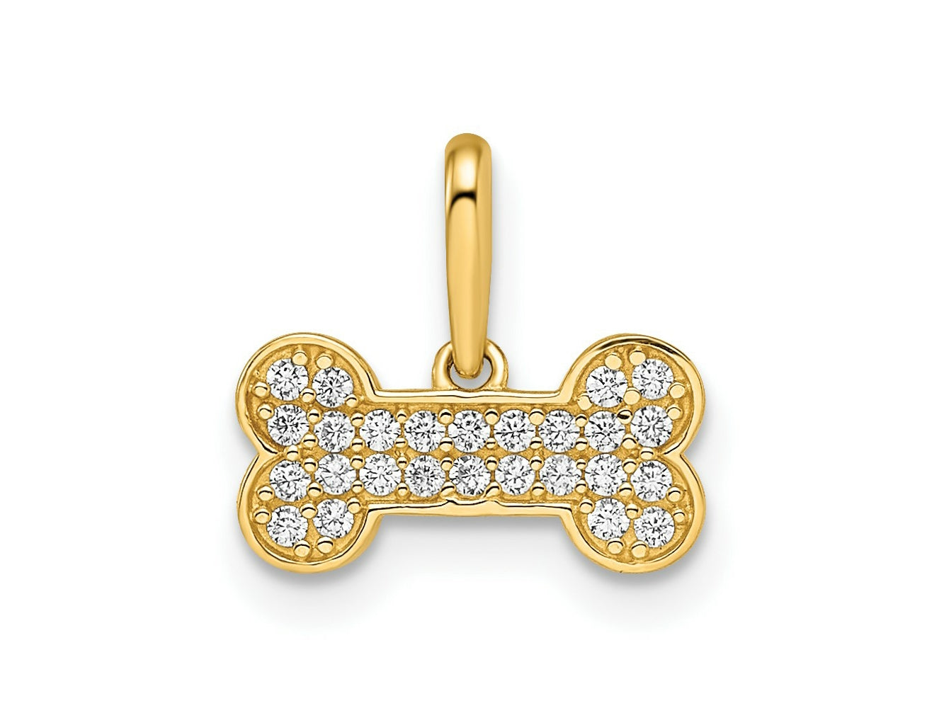 FJC Finejewelers 14 kt Yellow Gold Madi K CZ Dog Bone Charm 11 mm