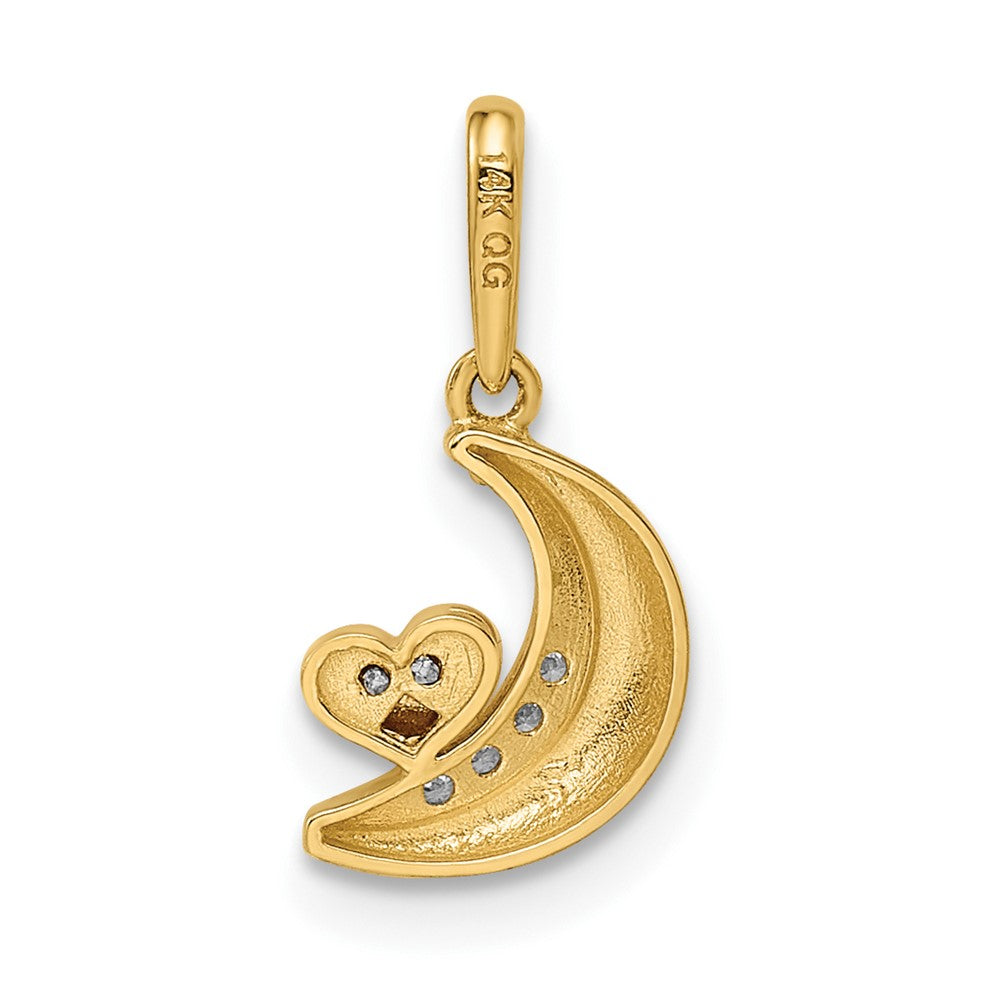 FJC Finejewelers 14 kt Two Tone Gold Madi K CZ Moon with Heart Charm 8 mm