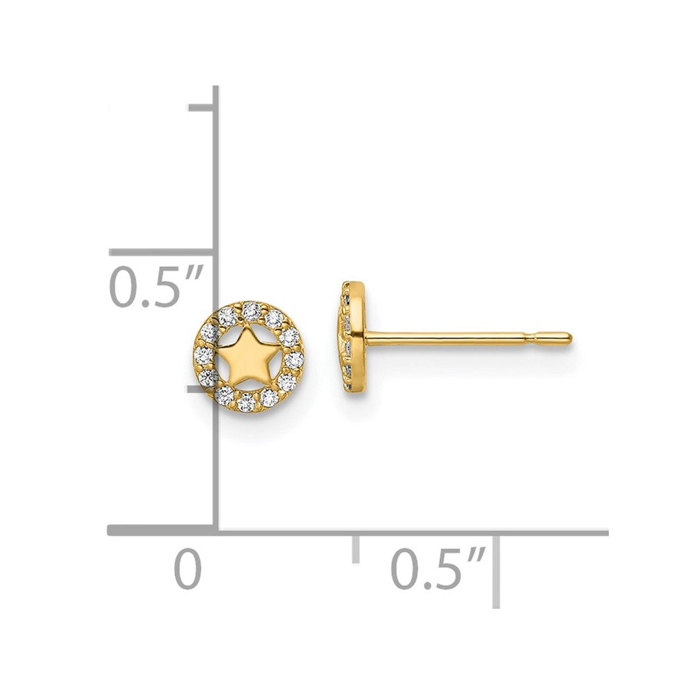 FJC Finejewelers 14 kt Yellow Gold Button Madi K CZ Star Post Earrings 5 mm x 5 mm