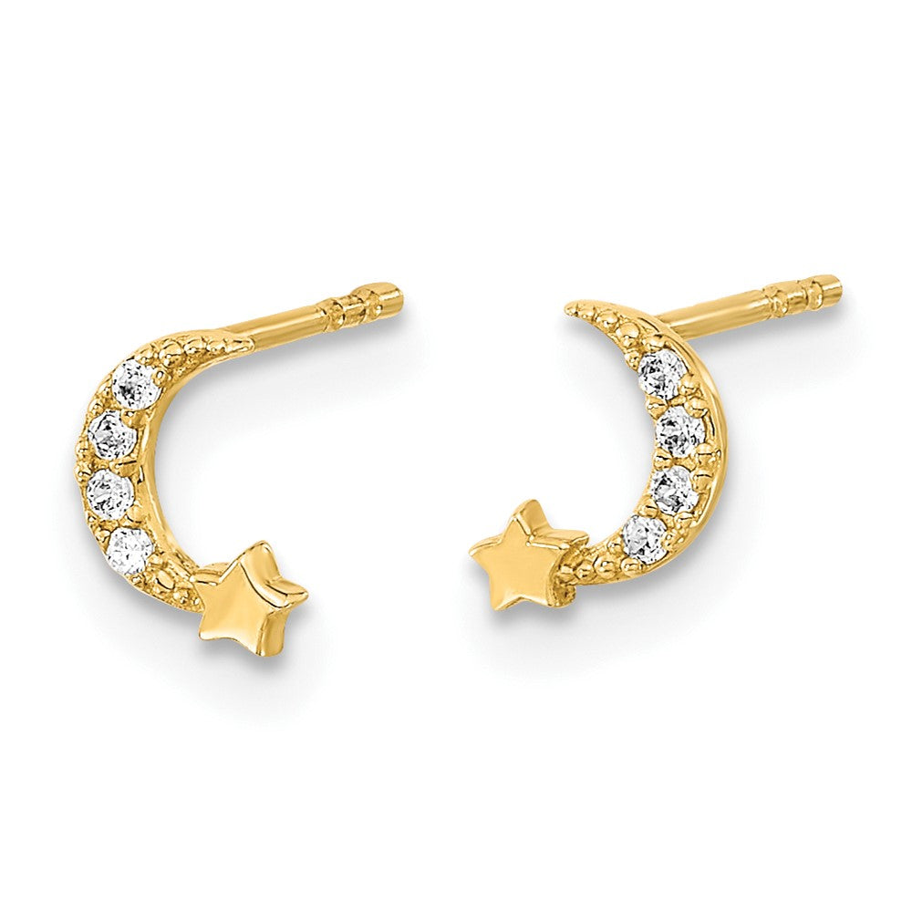 FJC Finejewelers 14 kt Yellow Gold Button Madi K Polished Moon and Star CZ Post Earrings 6 mm x 4 mm