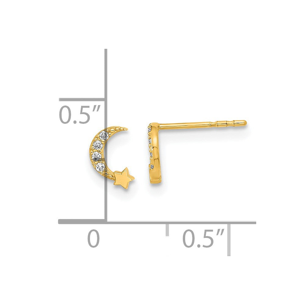 FJC Finejewelers 14 kt Yellow Gold Button Madi K Polished Moon and Star CZ Post Earrings 6 mm x 4 mm