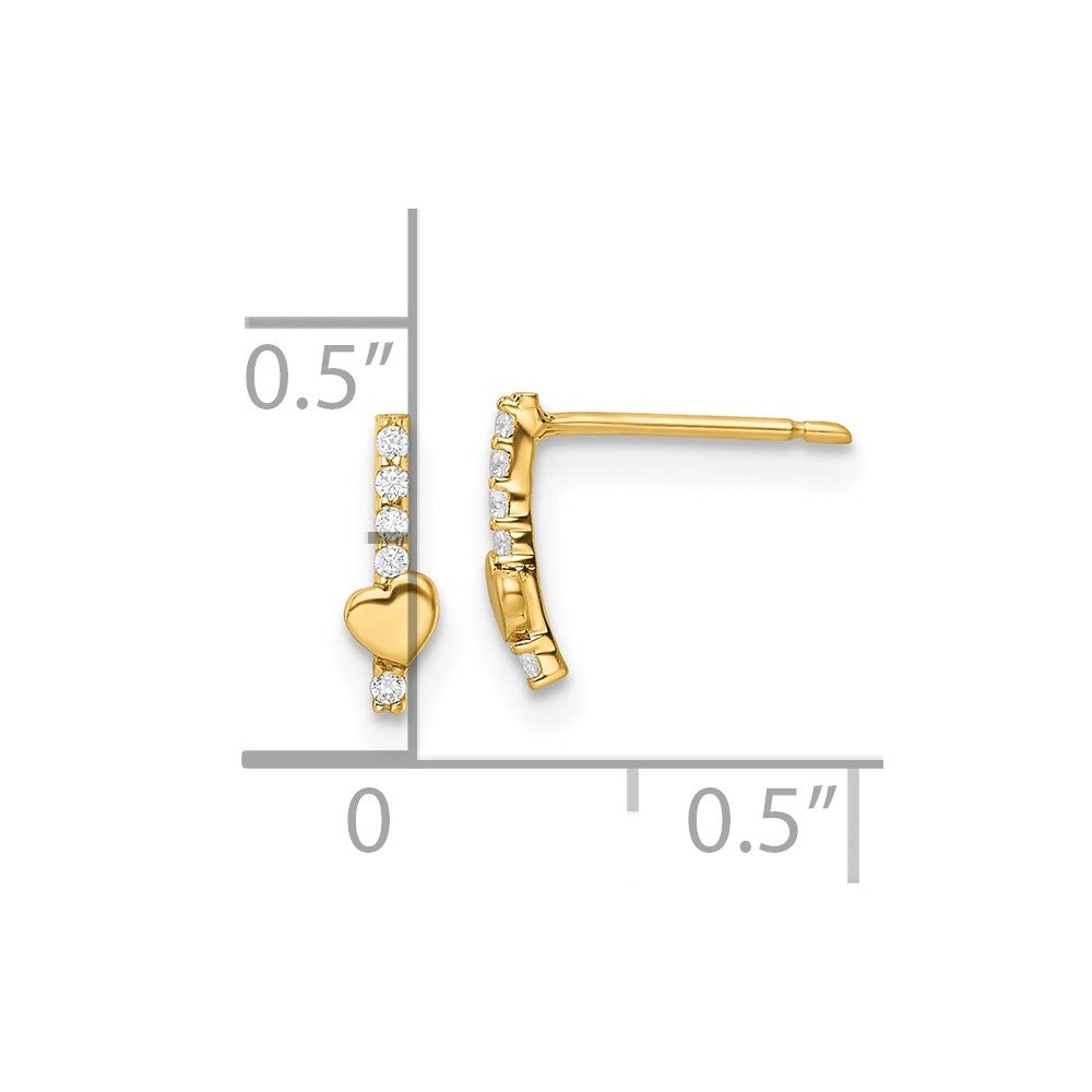 FJC Finejewelers 14 kt Yellow Gold Dangle Madi K Polished Line of CZ's and Heart Post Earrings 8 mm x 2 mm