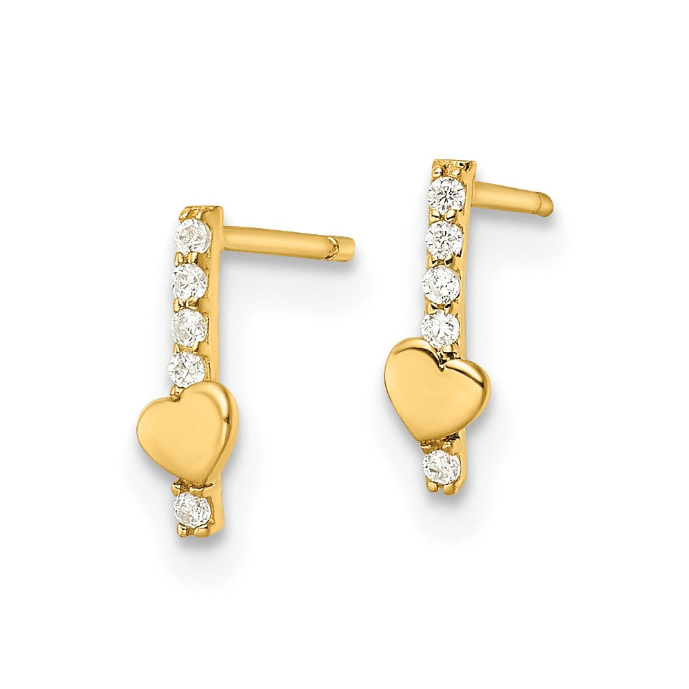 FJC Finejewelers 14 kt Yellow Gold Dangle Madi K Polished Line of CZ's and Heart Post Earrings 8 mm x 2 mm