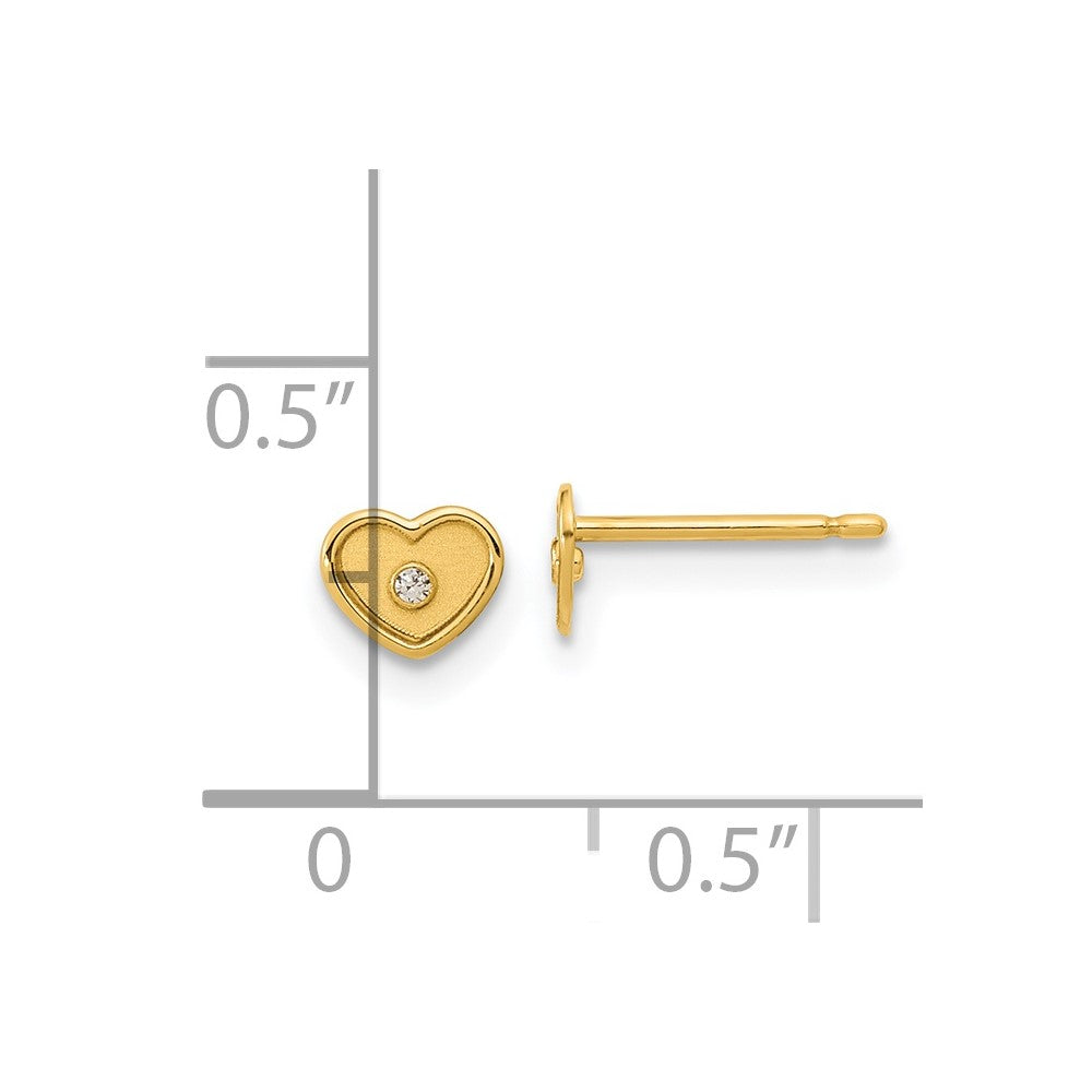 FJC Finejewelers 14 kt Yellow Gold Button Madi K Polished and Brushed CZ Heart Post Earrings 4 mm x 5 mm