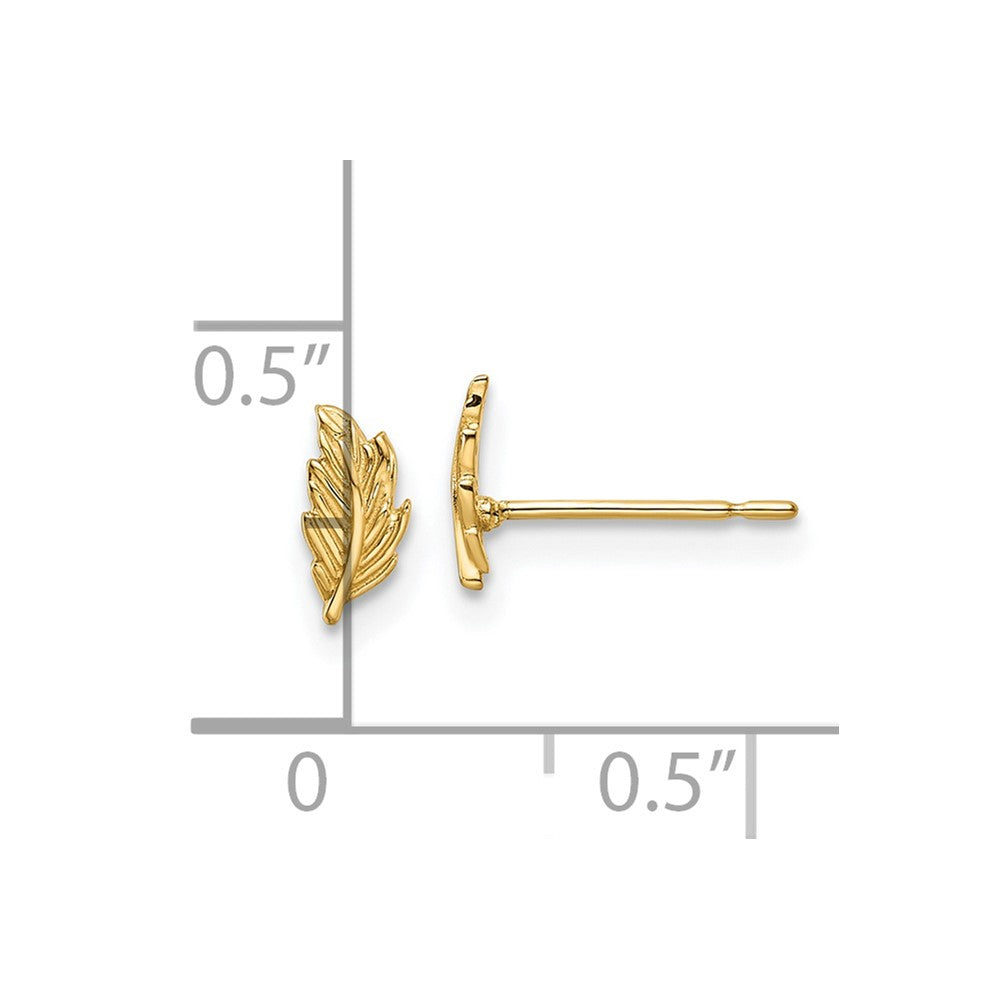 FJC Finejewelers 14 kt Yellow Gold Button Madi K Leaf Post Earrings 6 mm x 3 mm