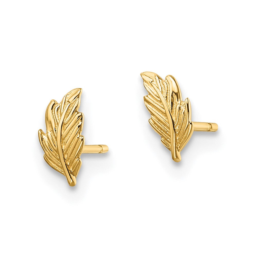 FJC Finejewelers 14 kt Yellow Gold Button Madi K Leaf Post Earrings 6 mm x 3 mm