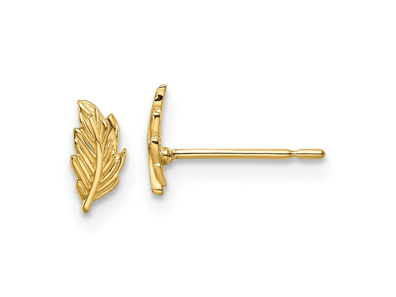 FJC Finejewelers 14 kt Yellow Gold Button Madi K Leaf Post Earrings 6 mm x 3 mm