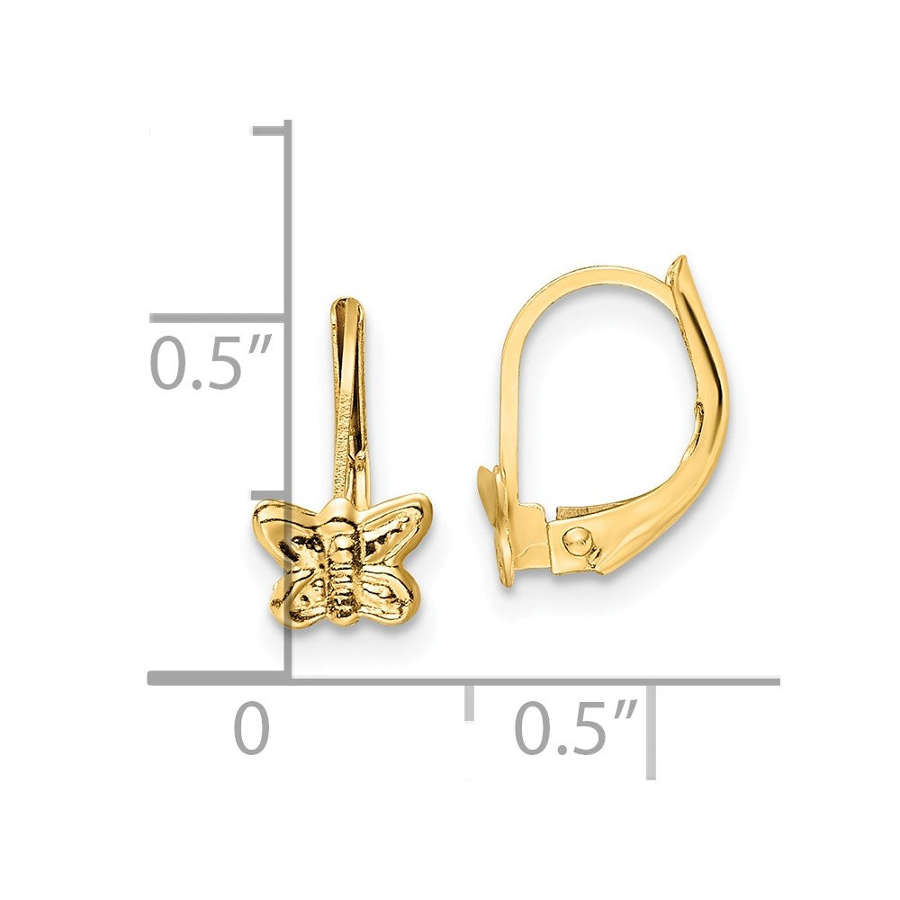 FJC Finejewelers 14 kt Yellow Gold Dangle Madi K Polished Butterfly Leverback Earrings 11 mm x 6 mm