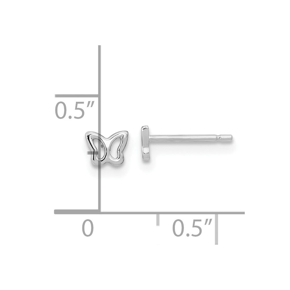 FJC Finejewelers 14 kt White Gold Button Madi K Butterfly Post Earrings 3.7 mm x 4.5 mm