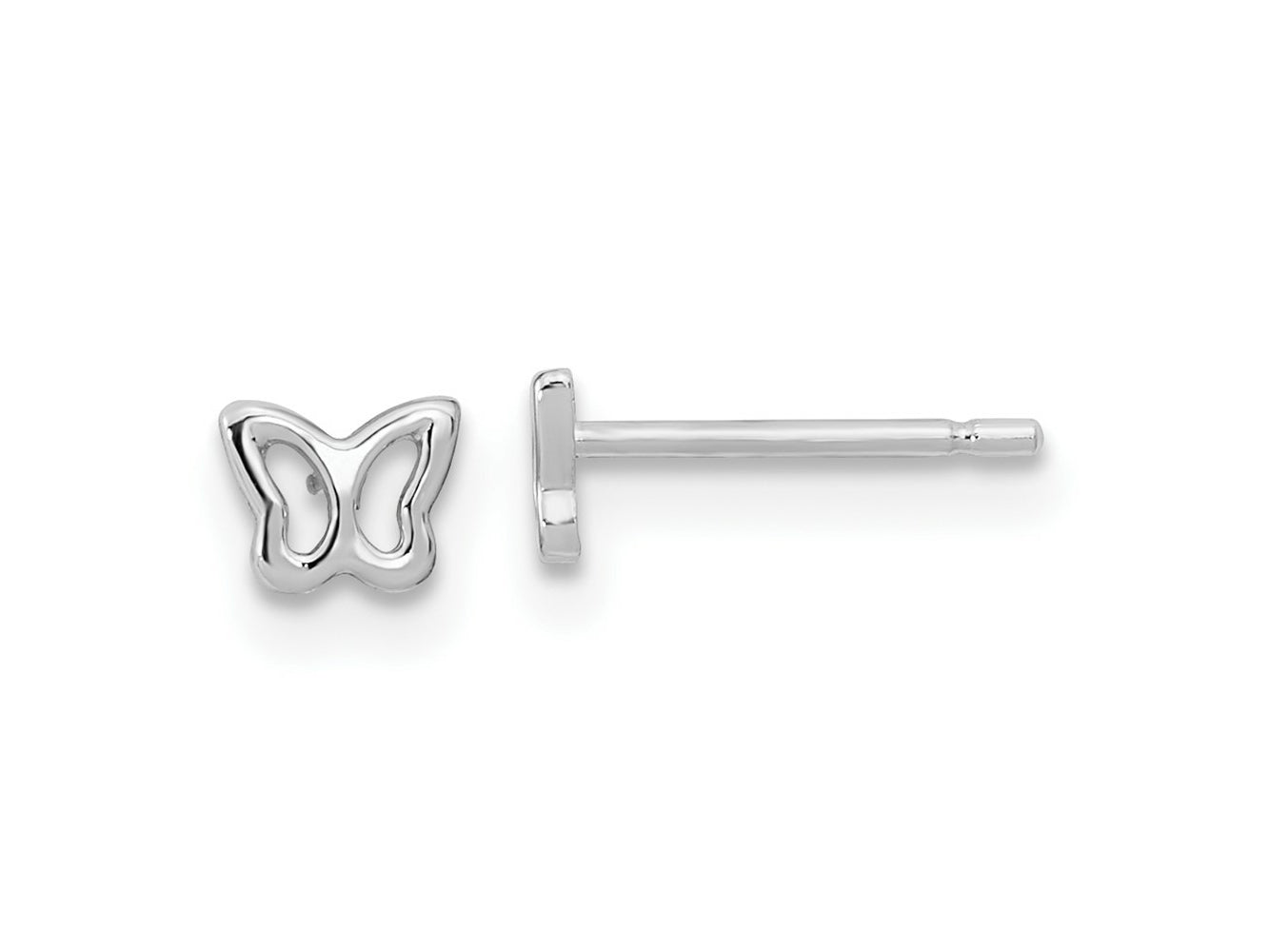 FJC Finejewelers 14 kt White Gold Button Madi K Butterfly Post Earrings 3.7 mm x 4.5 mm