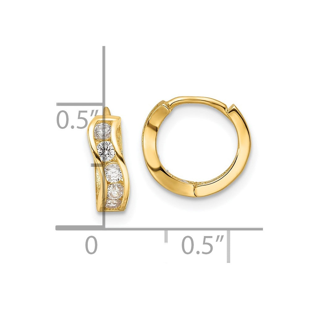 FJC Finejewelers 14 kt Yellow Gold Madi K Polished CZ Wavy Hinged Huggie Hoop Earrings 10 mm x 3 mm