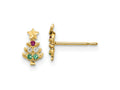 FJC Finejewelers 14 kt Yellow Gold Button Madi K Red and Clear CZ and Green Glass Christmas Tree Earrings