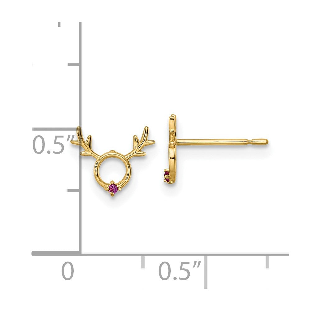 FJC Finejewelers 14 kt Yellow Gold Button Madi K Red CZ Reindeer Post Earrings 7 mm x 8 mm