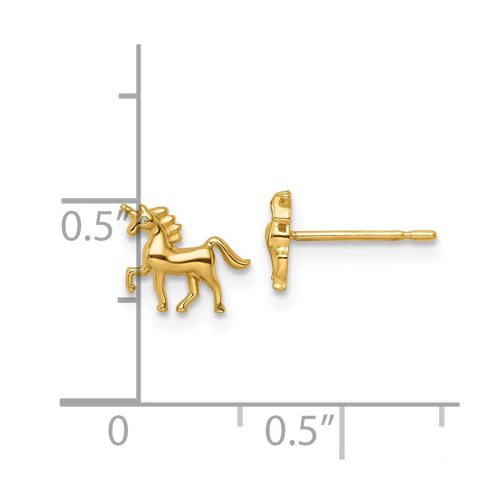 FJC Finejewelers 14 kt Yellow Gold Button Madi K Unicorn Post Earrings 6 mm x 9 mm