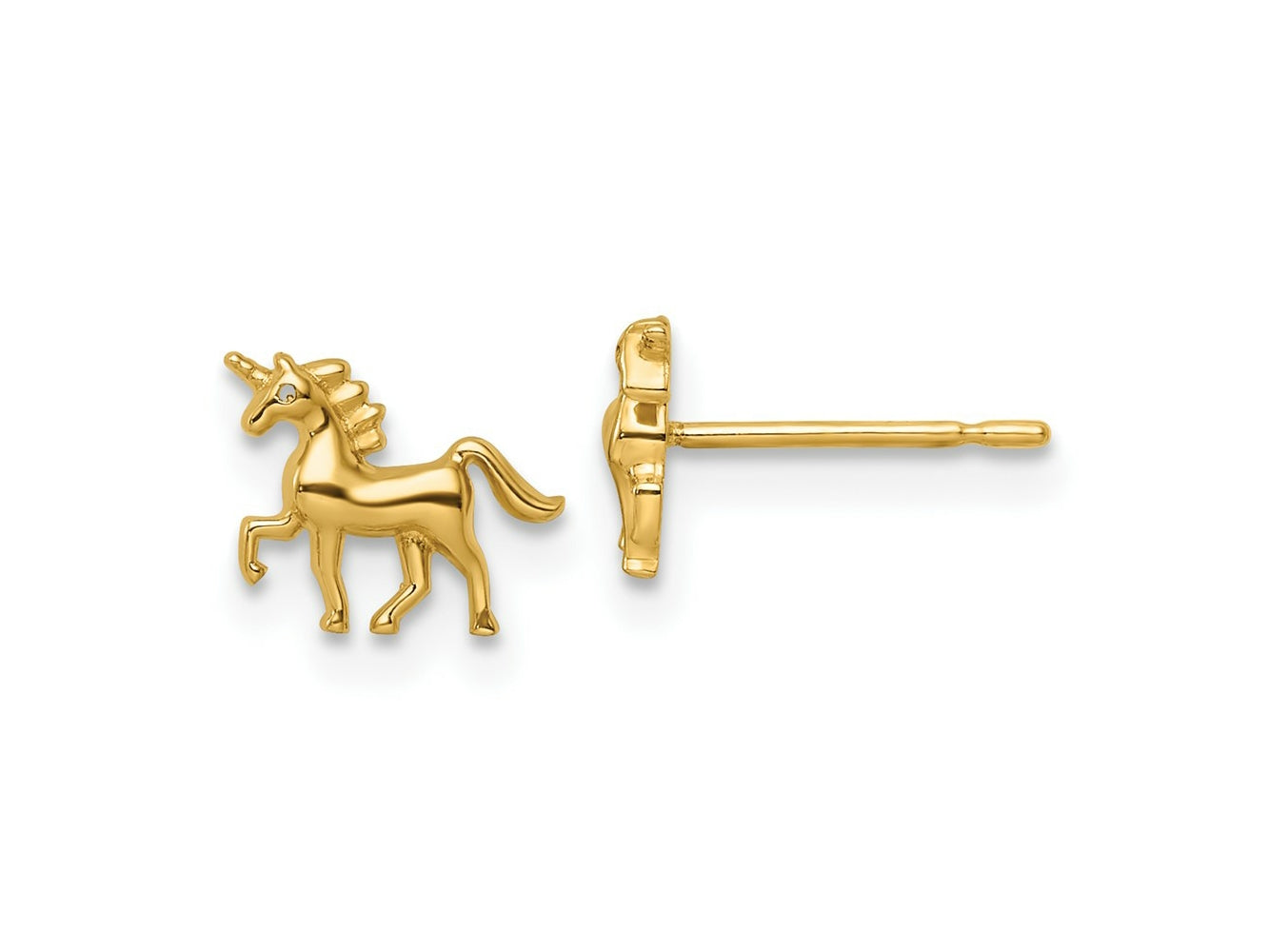 FJC Finejewelers 14 kt Yellow Gold Button Madi K Unicorn Post Earrings 6 mm x 9 mm