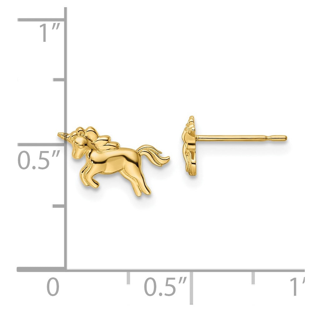 FJC Finejewelers 14 kt Yellow Gold Button Madi K Unicorn Post Earrings 7 mm x 11 mm