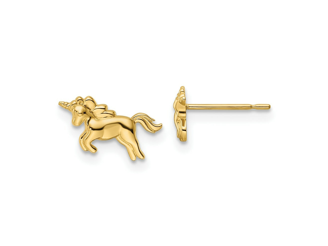 FJC Finejewelers 14 kt Yellow Gold Button Madi K Unicorn Post Earrings 7 mm x 11 mm