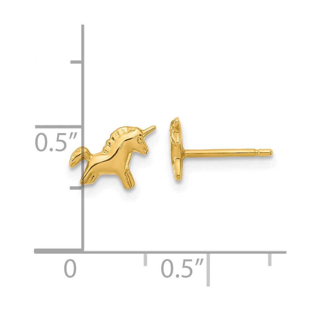 FJC Finejewelers 14 kt Yellow Gold Button Madi K Polished Unicorn Post Earrings 6 mm x 8 mm