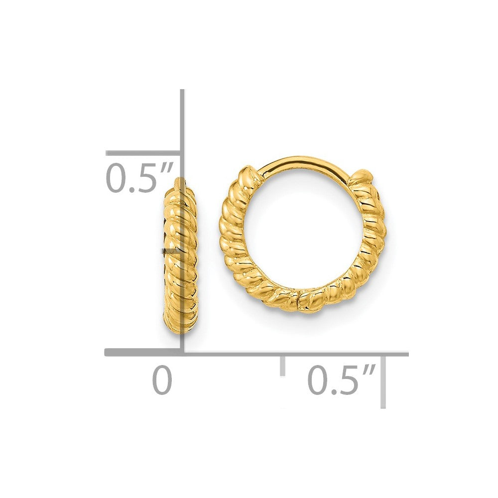 FJC Finejewelers 14 kt Yellow Gold Madi K Polished Textured Hoop Earrings 9 mm x 10 mm