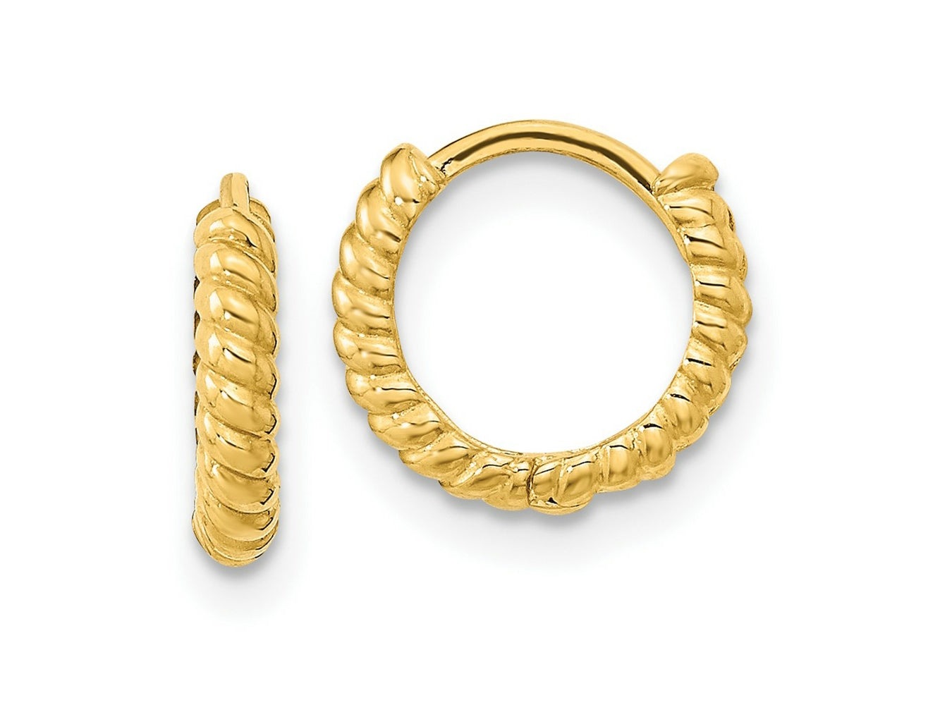 FJC Finejewelers 14 kt Yellow Gold Madi K Polished Textured Hoop Earrings 9 mm x 10 mm