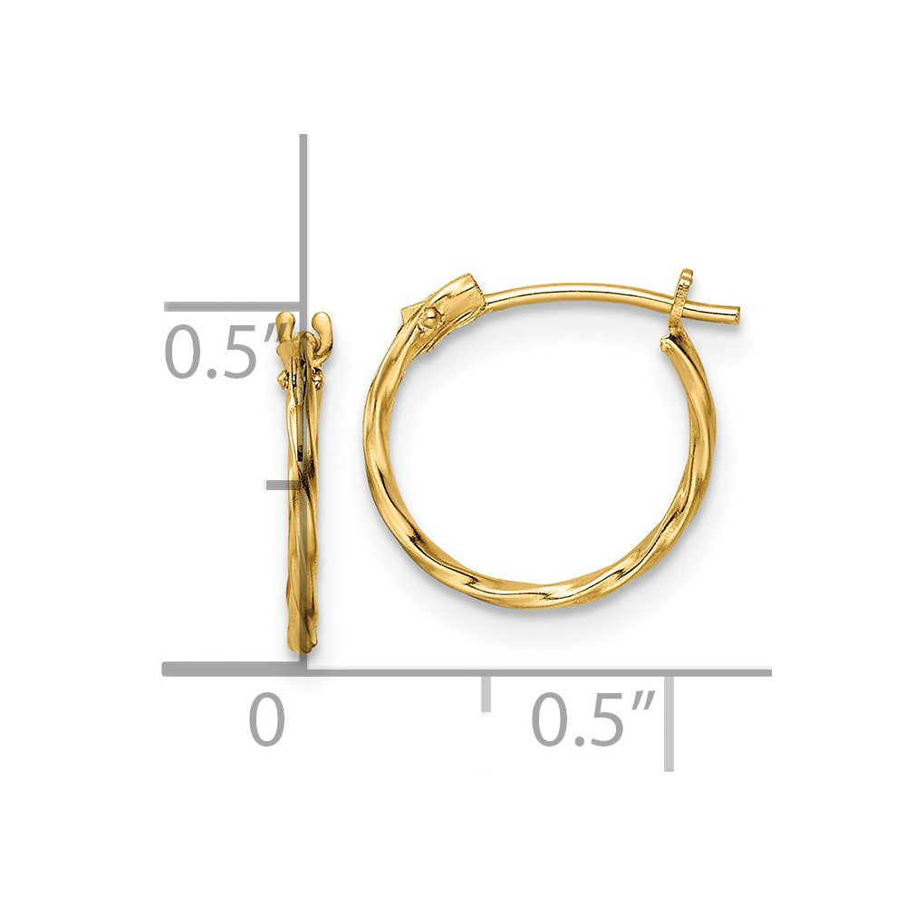 FJC Finejewelers 14 kt Yellow Gold Madi K Polished Twisted Hinged Hoop Earrings 11 mm x 12 mm