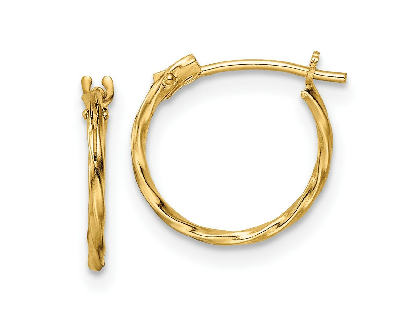 FJC Finejewelers 14 kt Yellow Gold Madi K Polished Twisted Hinged Hoop Earrings 11 mm x 12 mm
