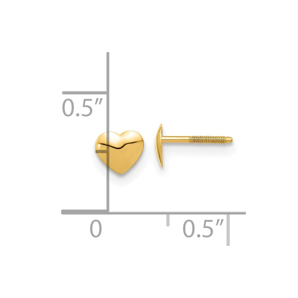 FJC Finejewelers 14 kt Yellow Gold Button Madi K Heart Silicone Screwback Earrings 5 mm x 6 mm