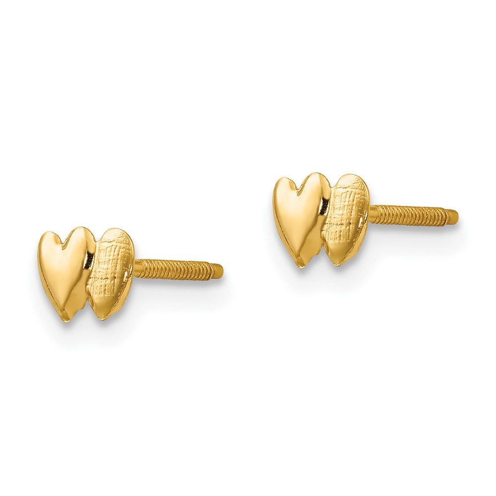 FJC Finejewelers 14 kt Yellow Gold Button Madi K Double Heart Earrings 4 mm x 6 mm