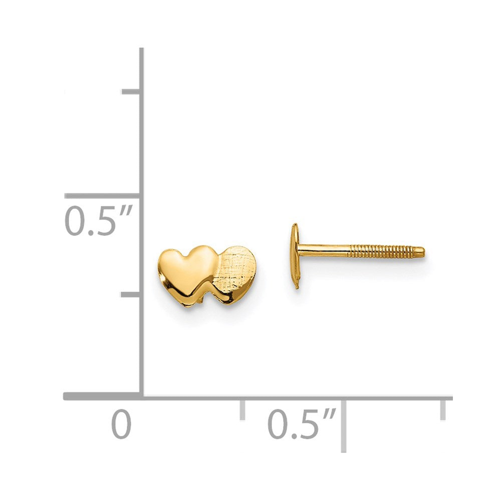 FJC Finejewelers 14 kt Yellow Gold Button Madi K Double Heart Earrings 4 mm x 6 mm