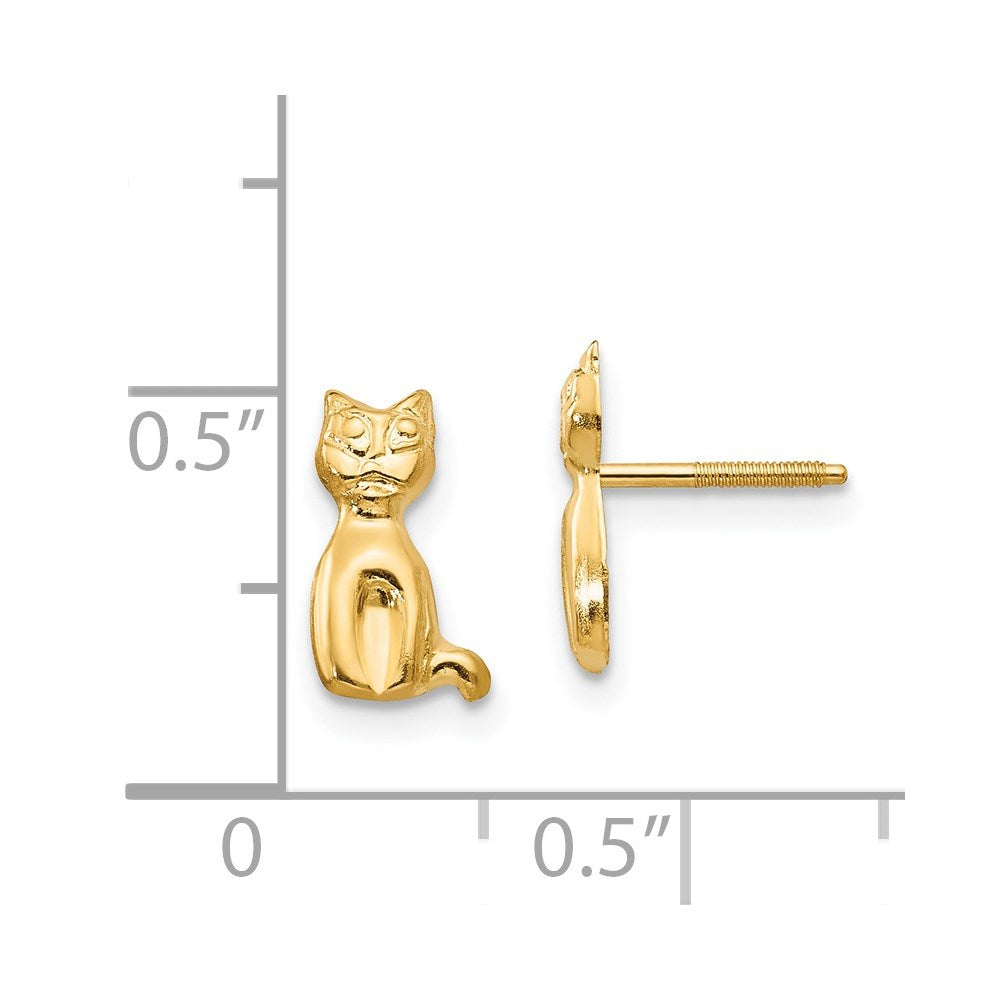 FJC Finejewelers 14 kt Yellow Gold Button Madi K Cat Earrings 9 mm x 6 mm