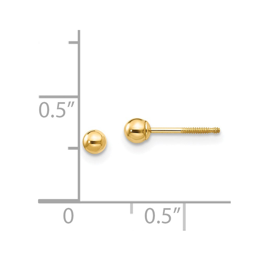 FJC Finejewelers 14 kt Yellow Gold Madi K Ball Push On and Screw Off Screwback Earrings 3 mm x 3 mm