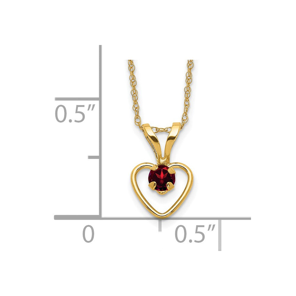 FJC Finejewelers 14 kt Yellow Gold 3mm Garnet Heart Birthstone Necklace 15 Inches x 6 mm