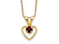 FJC Finejewelers 14 kt Yellow Gold 3mm Garnet Heart Birthstone Necklace 15 Inches x 6 mm