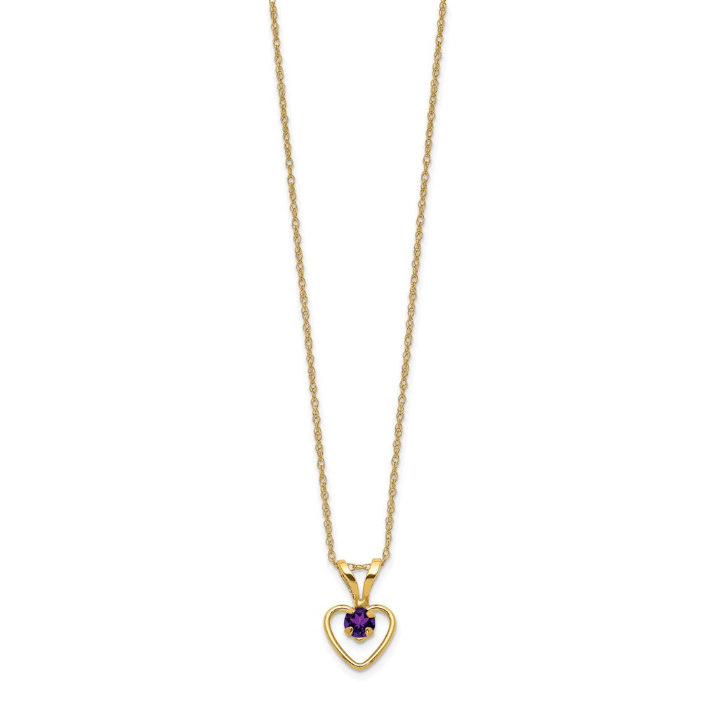 FJC Finejewelers 14 kt Yellow Gold Rope 3mm Amethyst Heart Birthstone Necklace 15 Inches x 6 mm