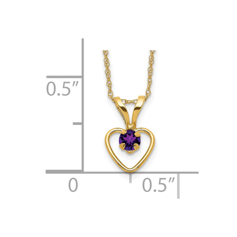 FJC Finejewelers 14 kt Yellow Gold Rope 3mm Amethyst Heart Birthstone Necklace 15 Inches x 6 mm