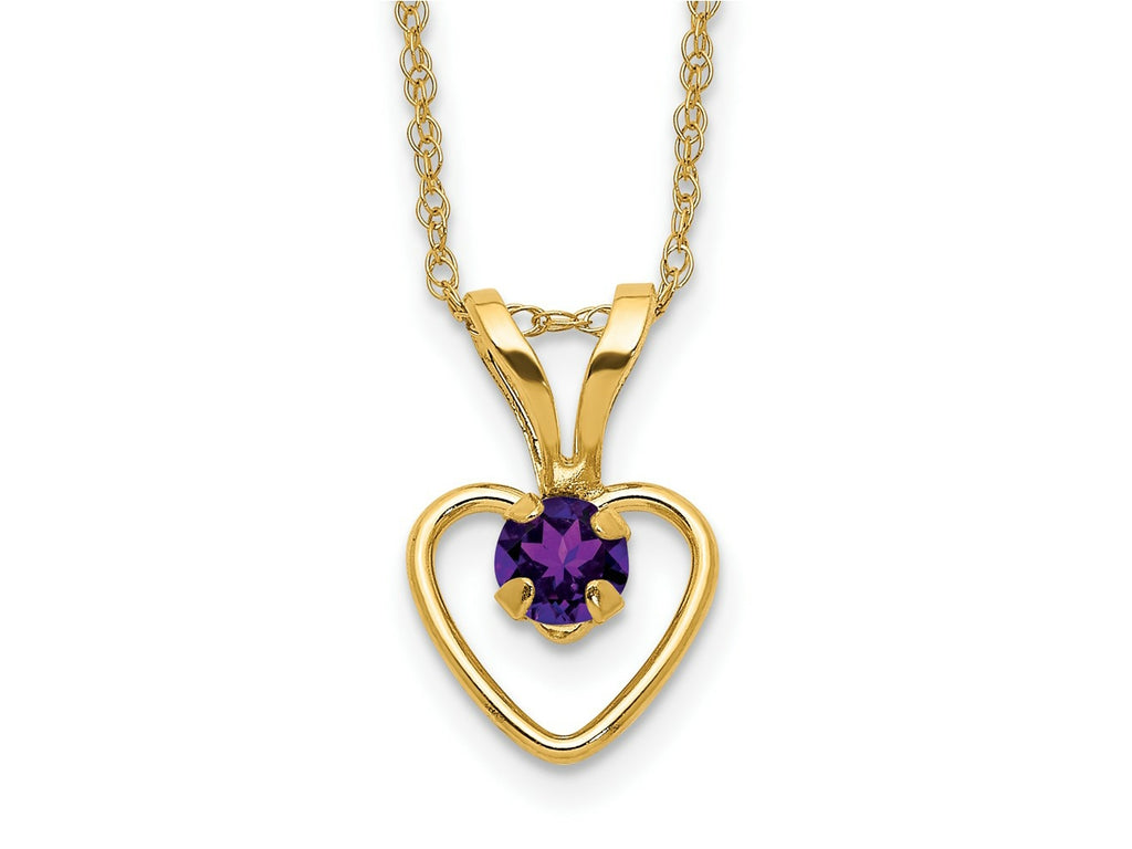 FJC Finejewelers 14 kt Yellow Gold Rope 3mm Amethyst Heart Birthstone Necklace 15 Inches x 6 mm